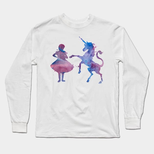 Child and unicorn Long Sleeve T-Shirt by TheJollyMarten